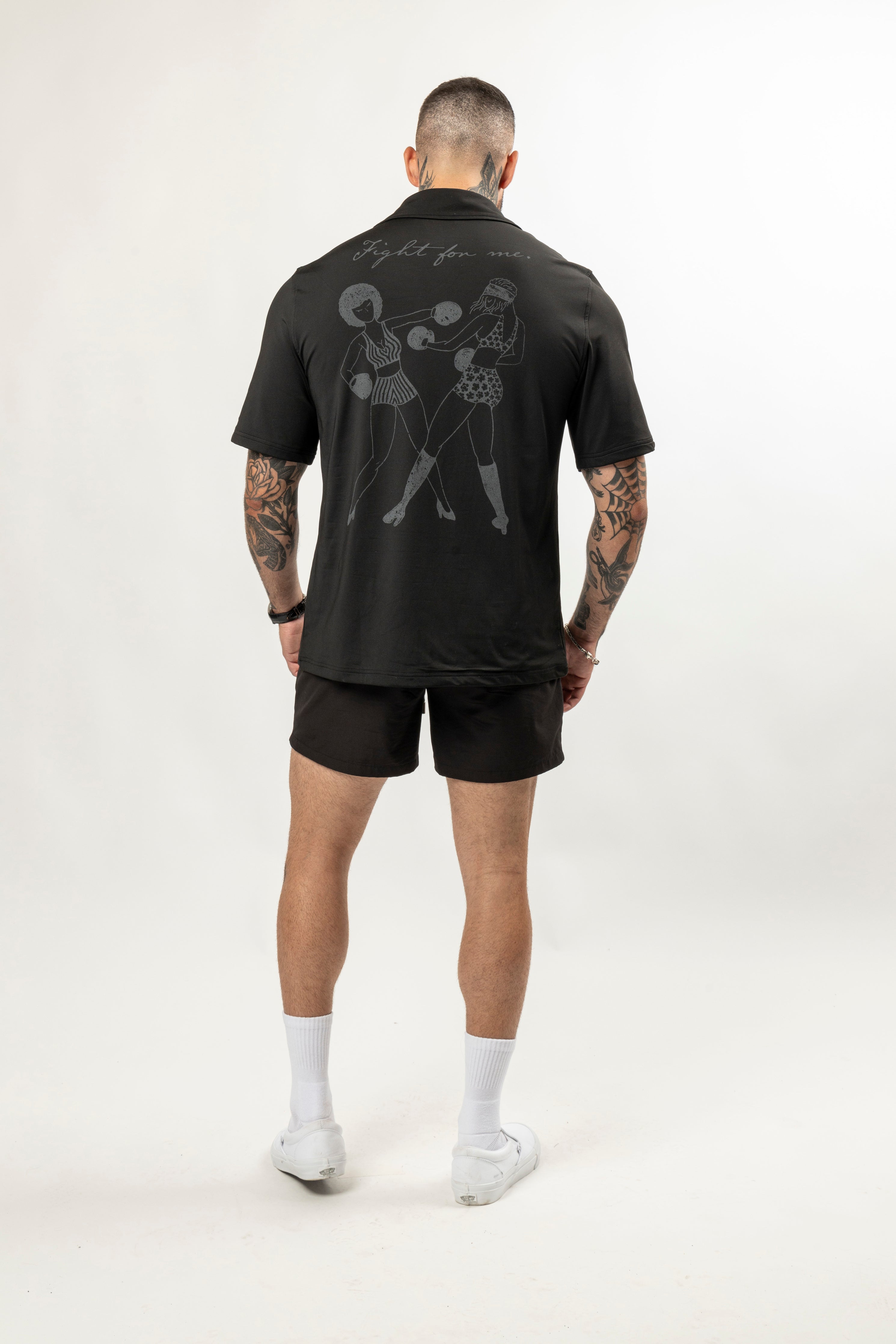 Ready-For-Anything Fight For Me Button Up Shirt - Black