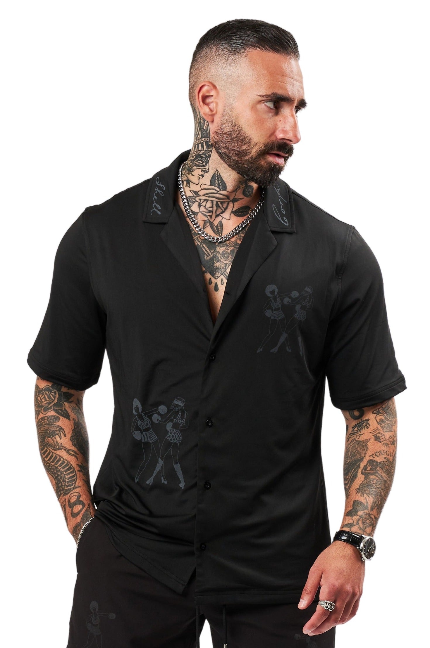 Ready-For-Anything Fight For Me Button Up Shirt - Black