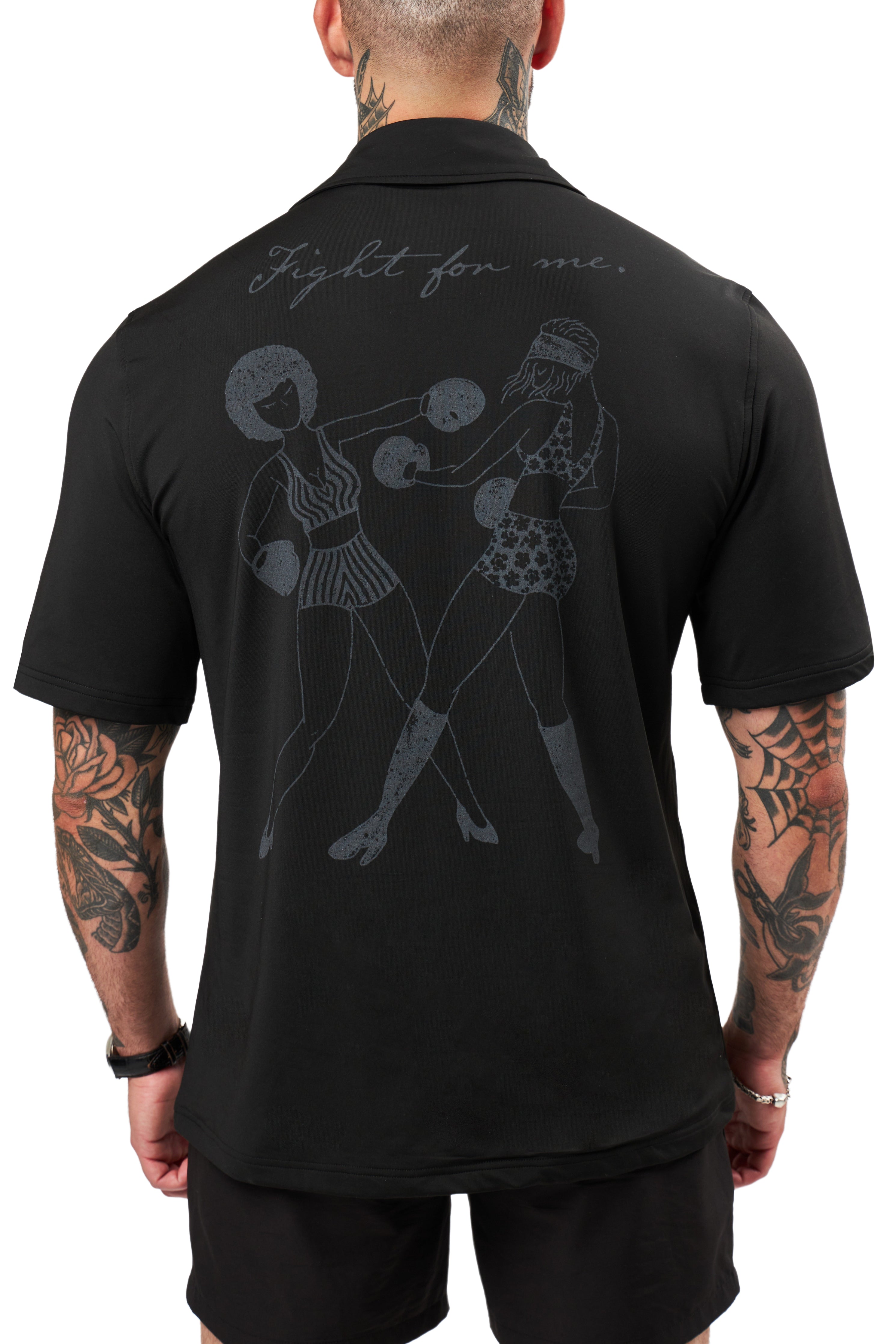 Ready-For-Anything Fight For Me Button Up Shirt - Black