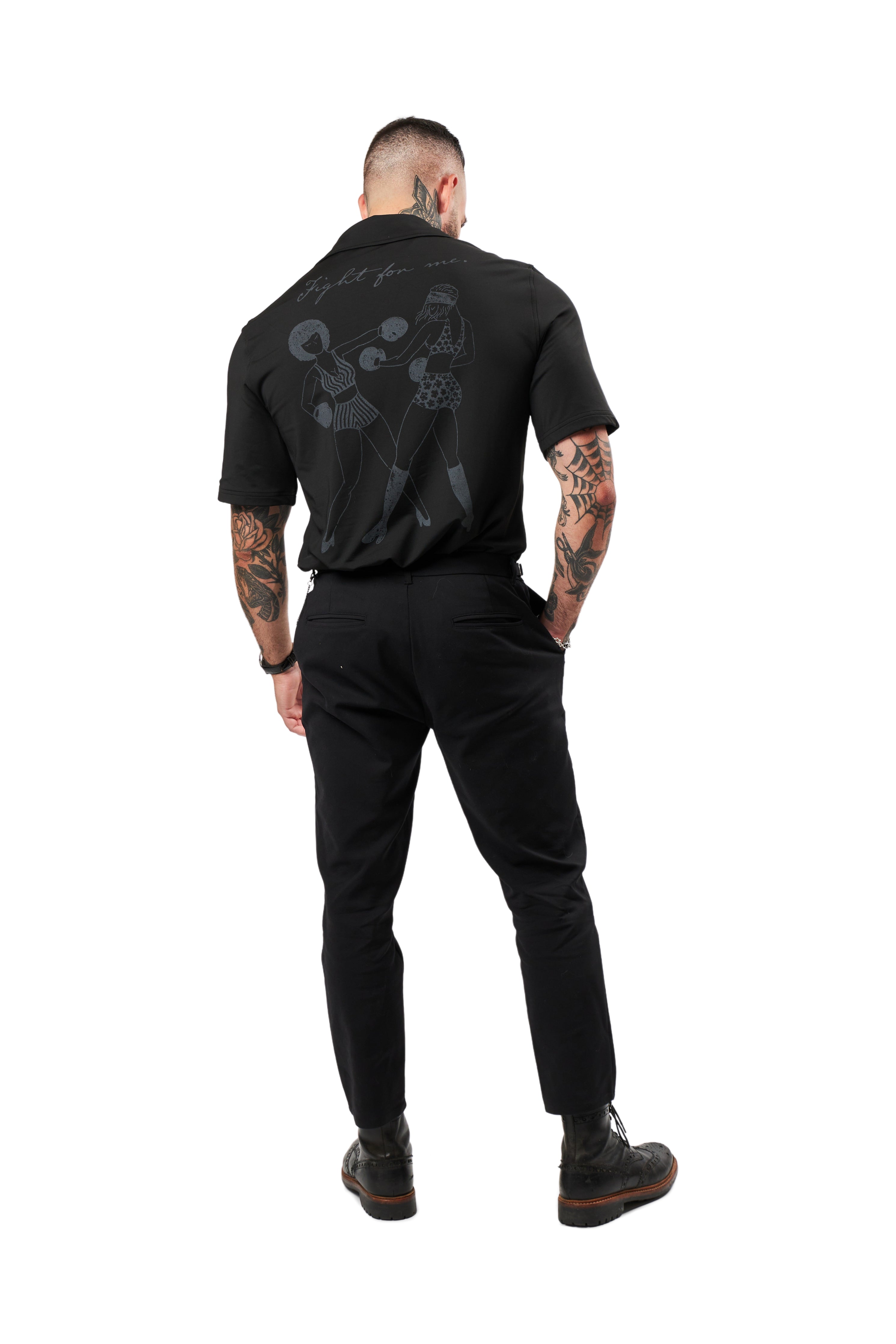 Ready-For-Anything Fight For Me Button Up Shirt - Black