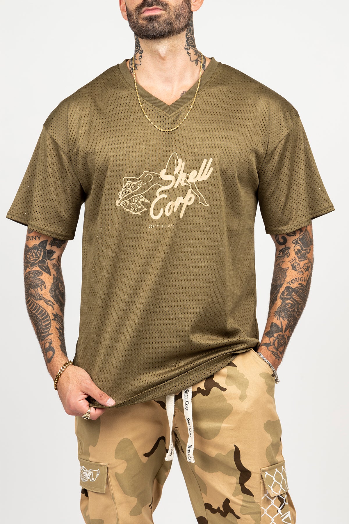 Don't Be Shy Jersey Tee - Olive Green