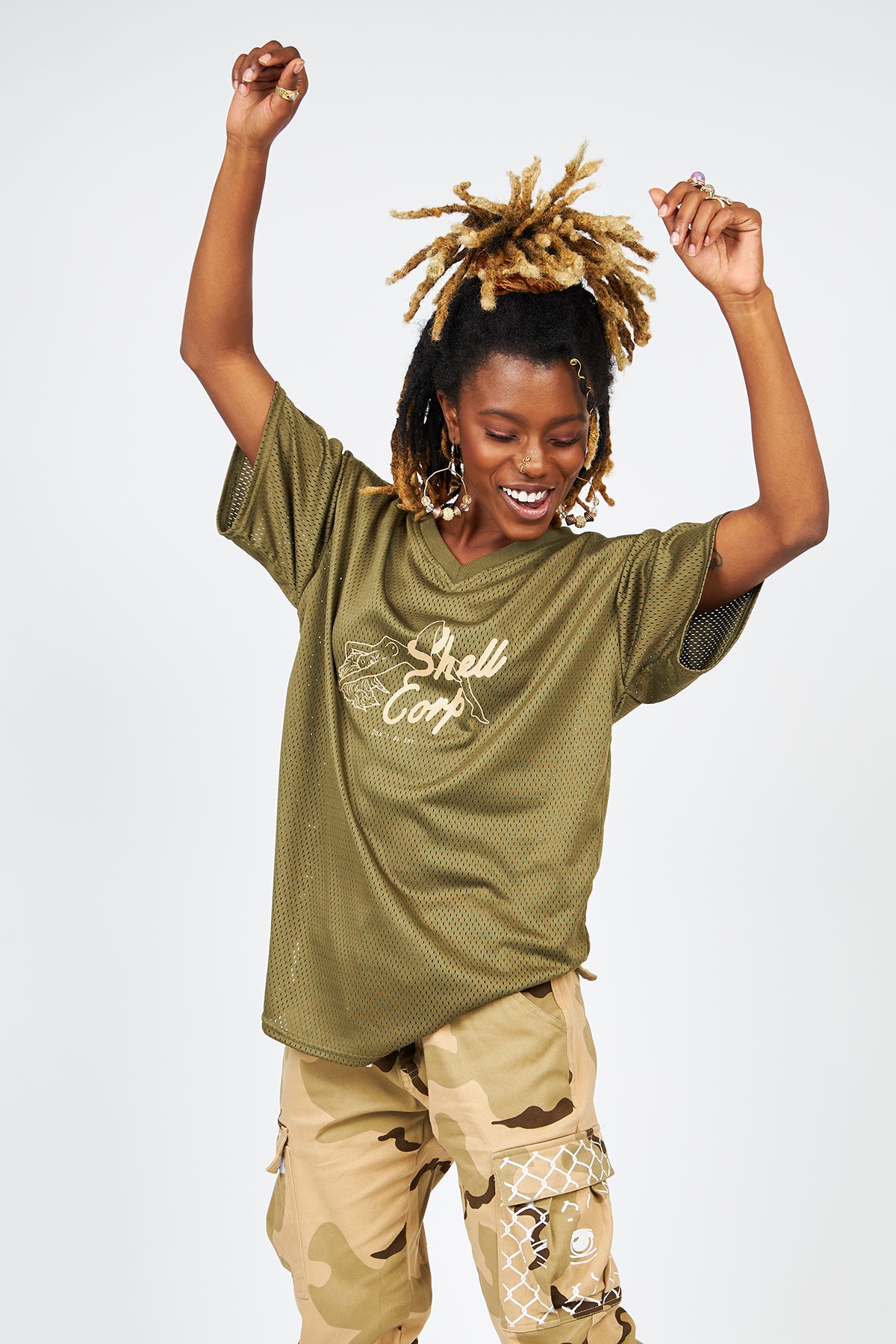 Don't Be Shy Jersey Tee - Olive Green