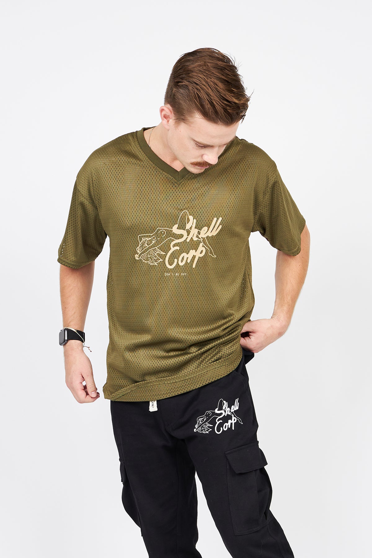 Don't Be Shy Jersey Tee - Olive Green
