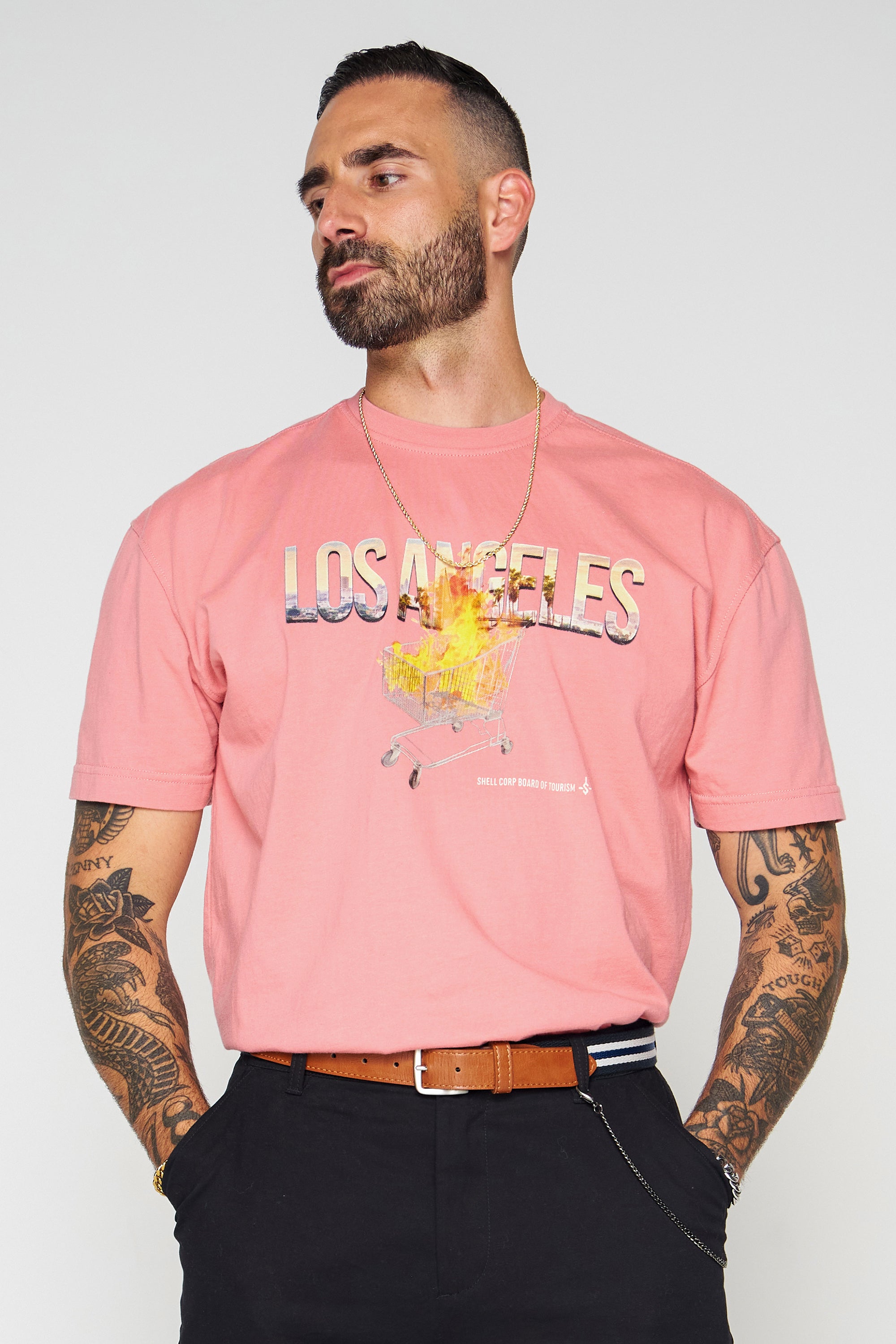 Shell Corp Tourist T-Shirt - Los Angeles - Pink