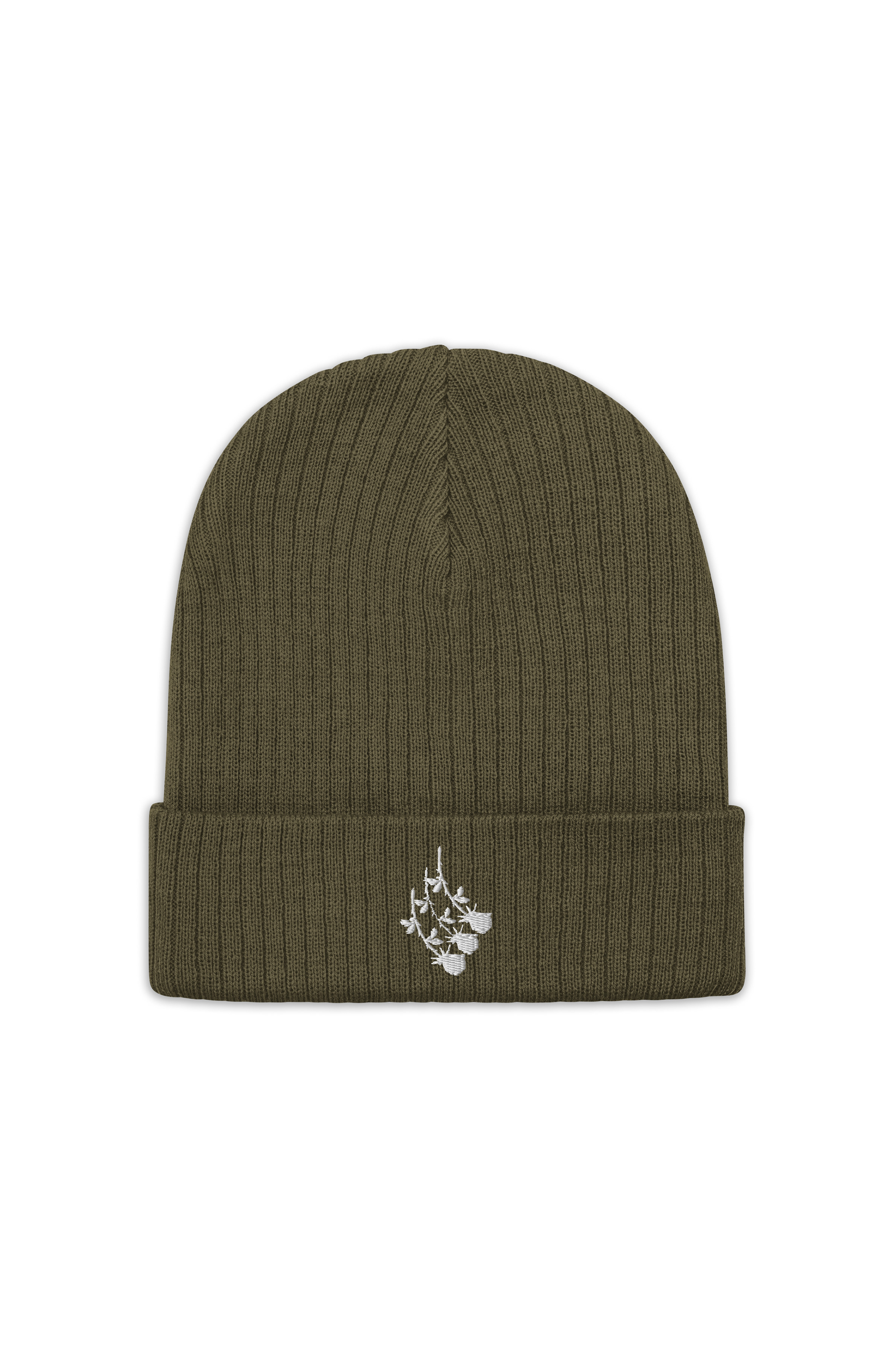 Three Roses Knit Beanie - Olive