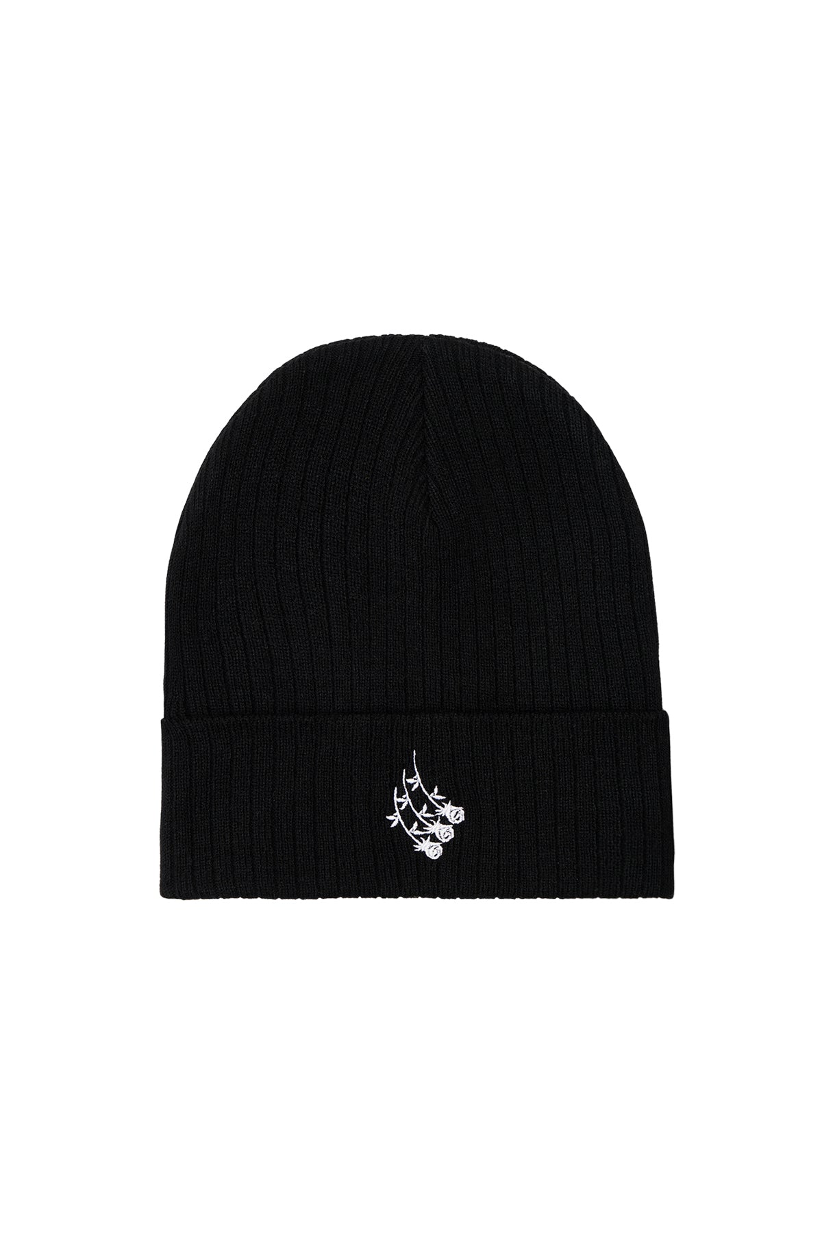 Three Roses Knit Beanie - Black