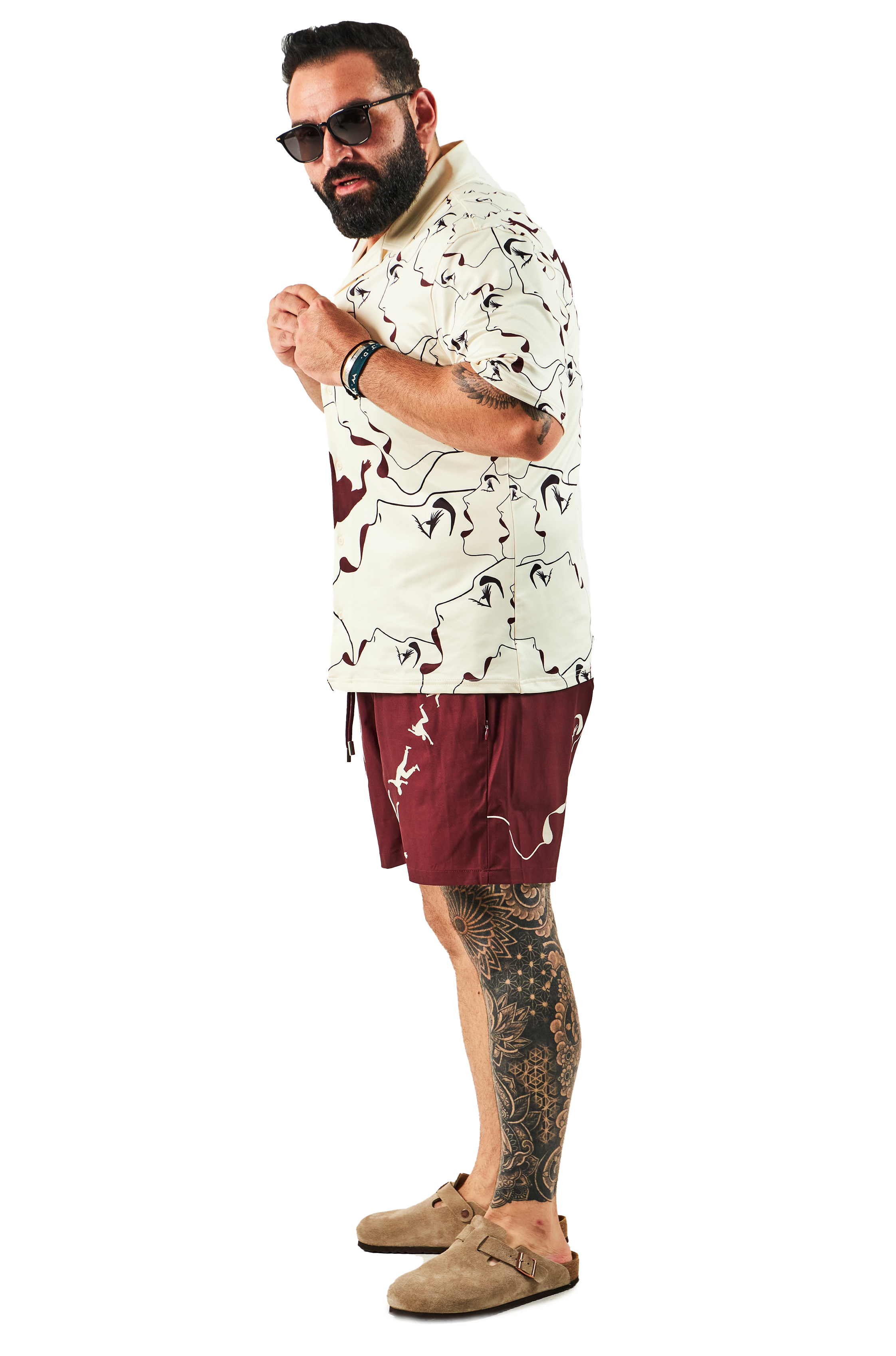 RFA MANEATER - BONE WHITE/OXBLOOD BUTTON UP