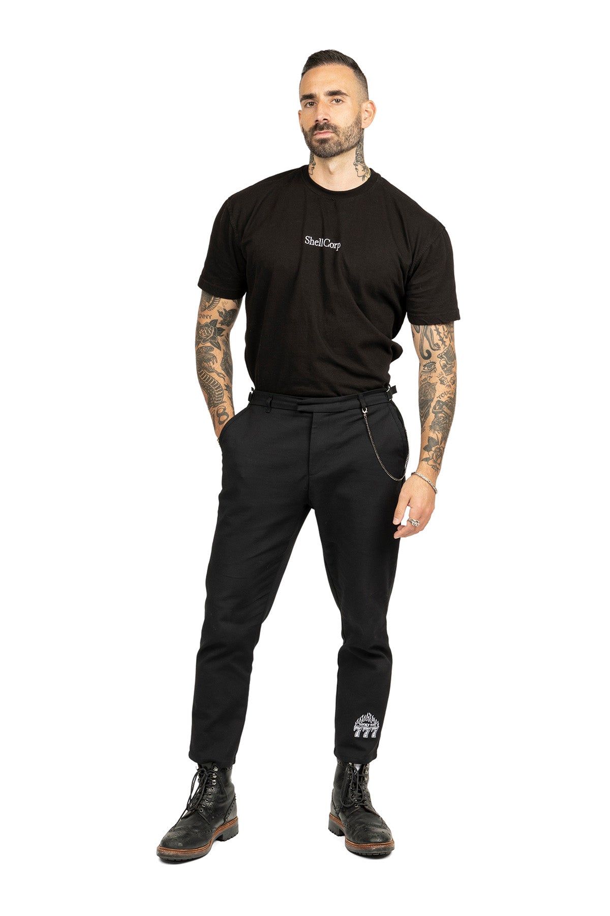 Shell Corp Embroidered Logo Tee - Black