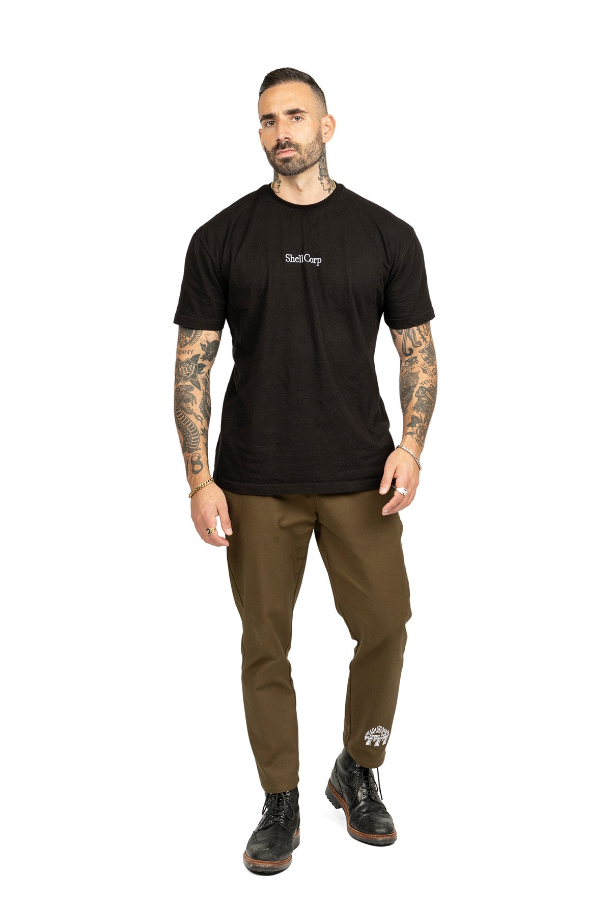 Shell Corp Embroidered Logo Tee - Black