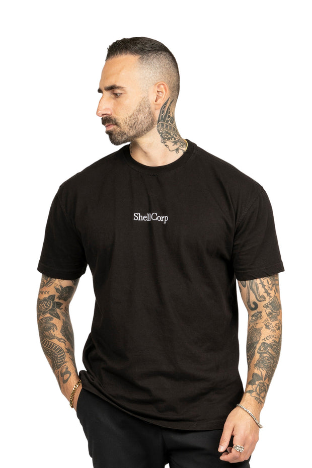 Shell Corp Embroidered Logo Tee - Black