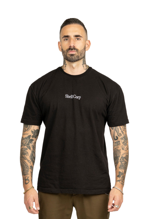 Shell Corp Embroidered Logo Tee - Black