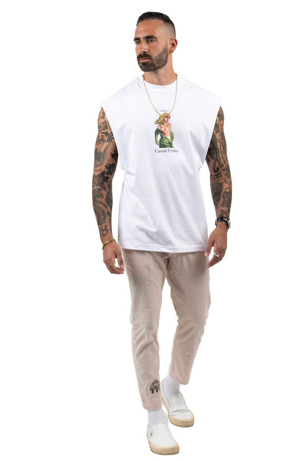 Shell Corp Casual Friday Cut-Off - White
