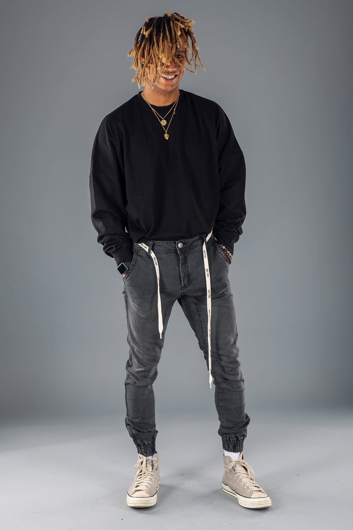Shell Corp Denim Joggers - Grey