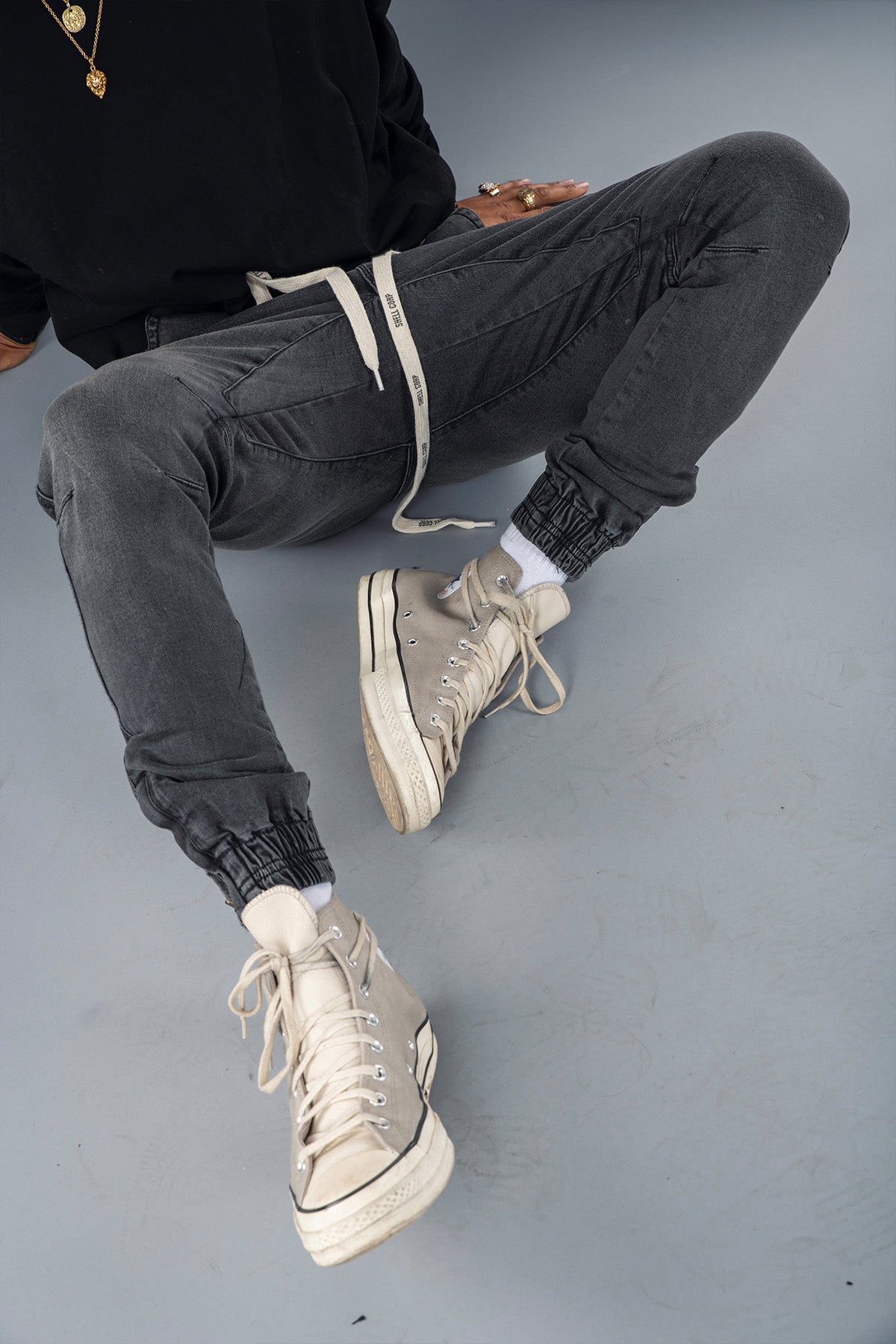 Shell Corp Denim Joggers - Grey