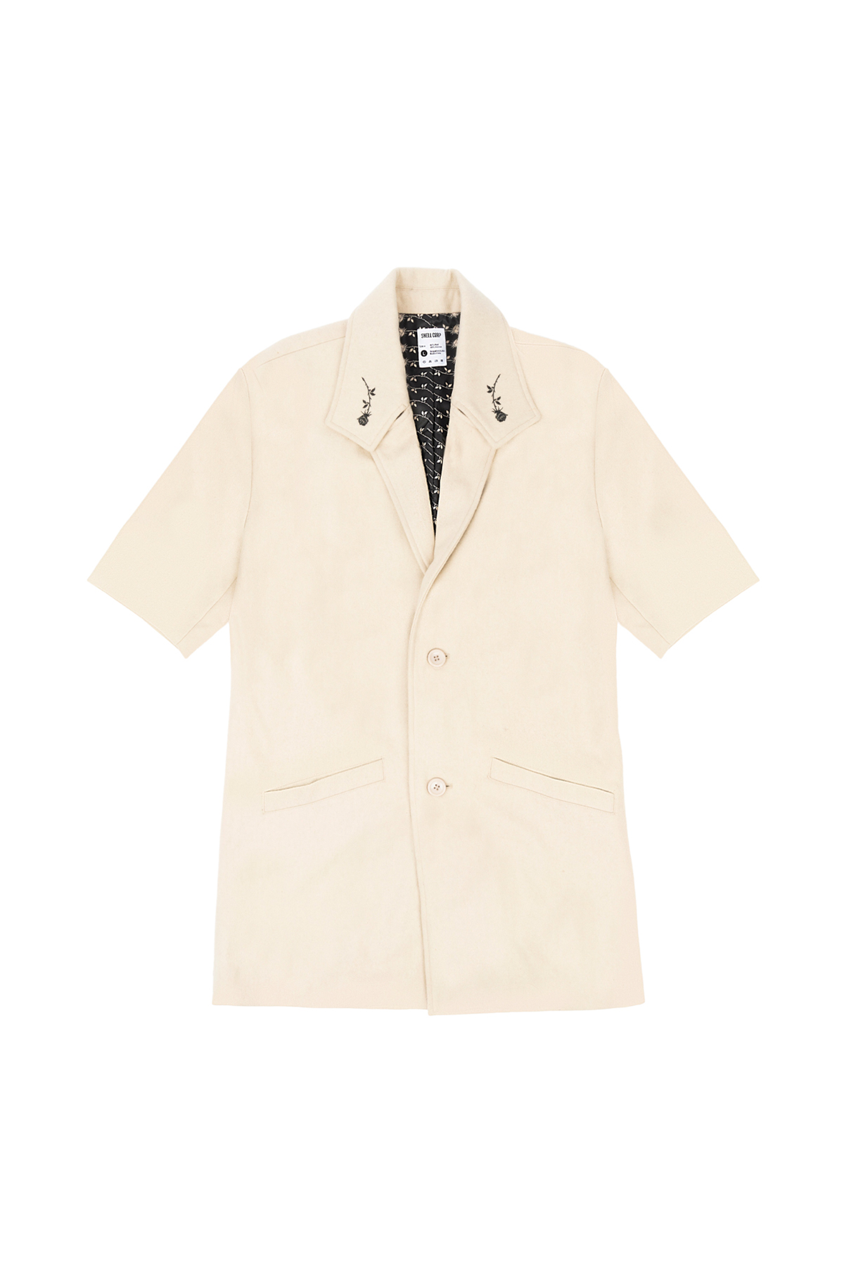 The Outlier Crop-Sleeve Coat - Beige