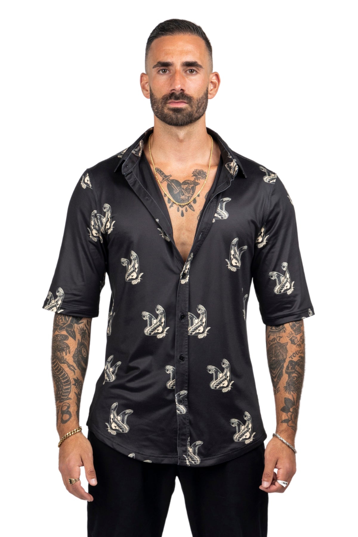 Ready-For-Anything Atlas Moth Button Up Shirt - Black