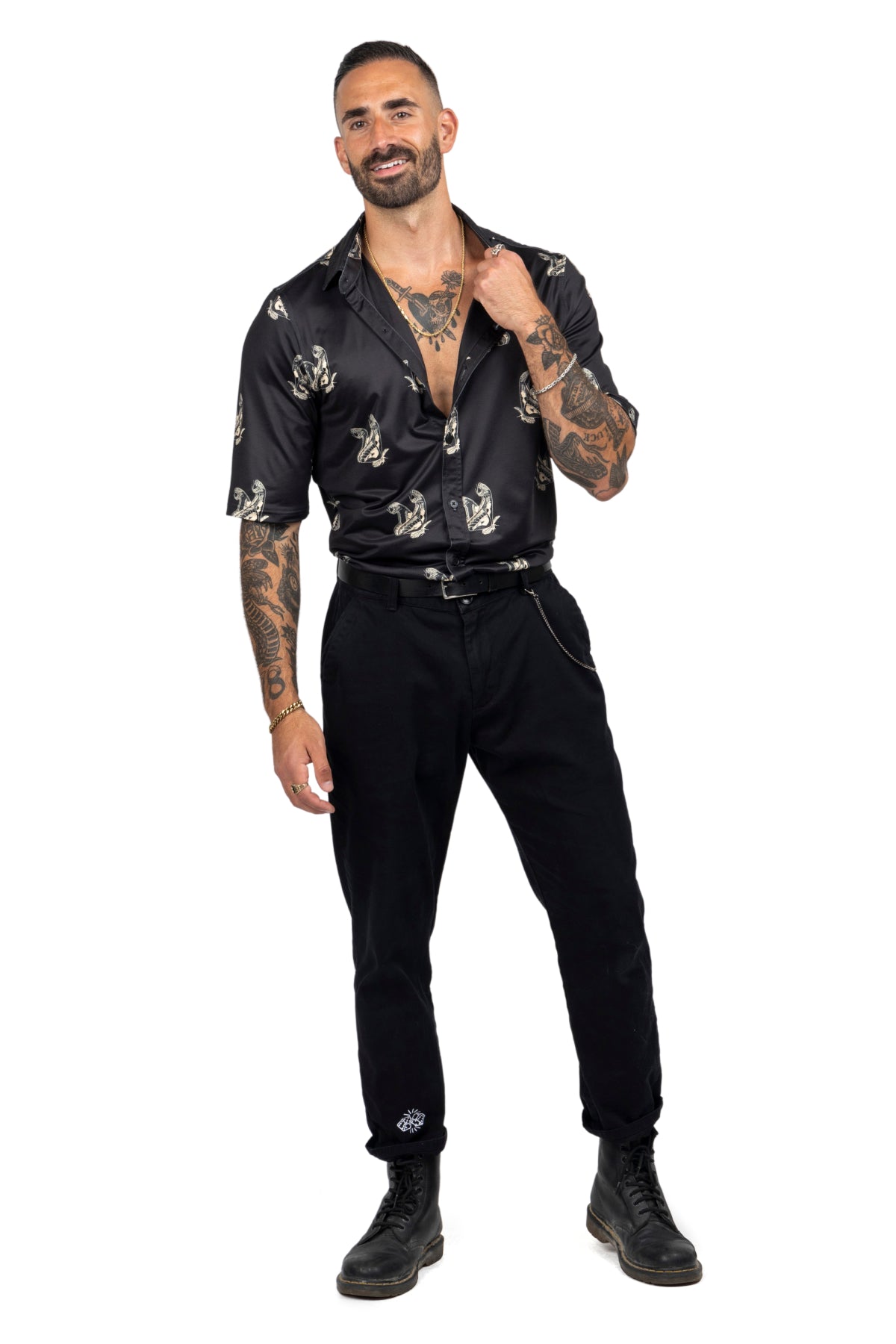 Ready-For-Anything Atlas Moth Button Up Shirt - Black