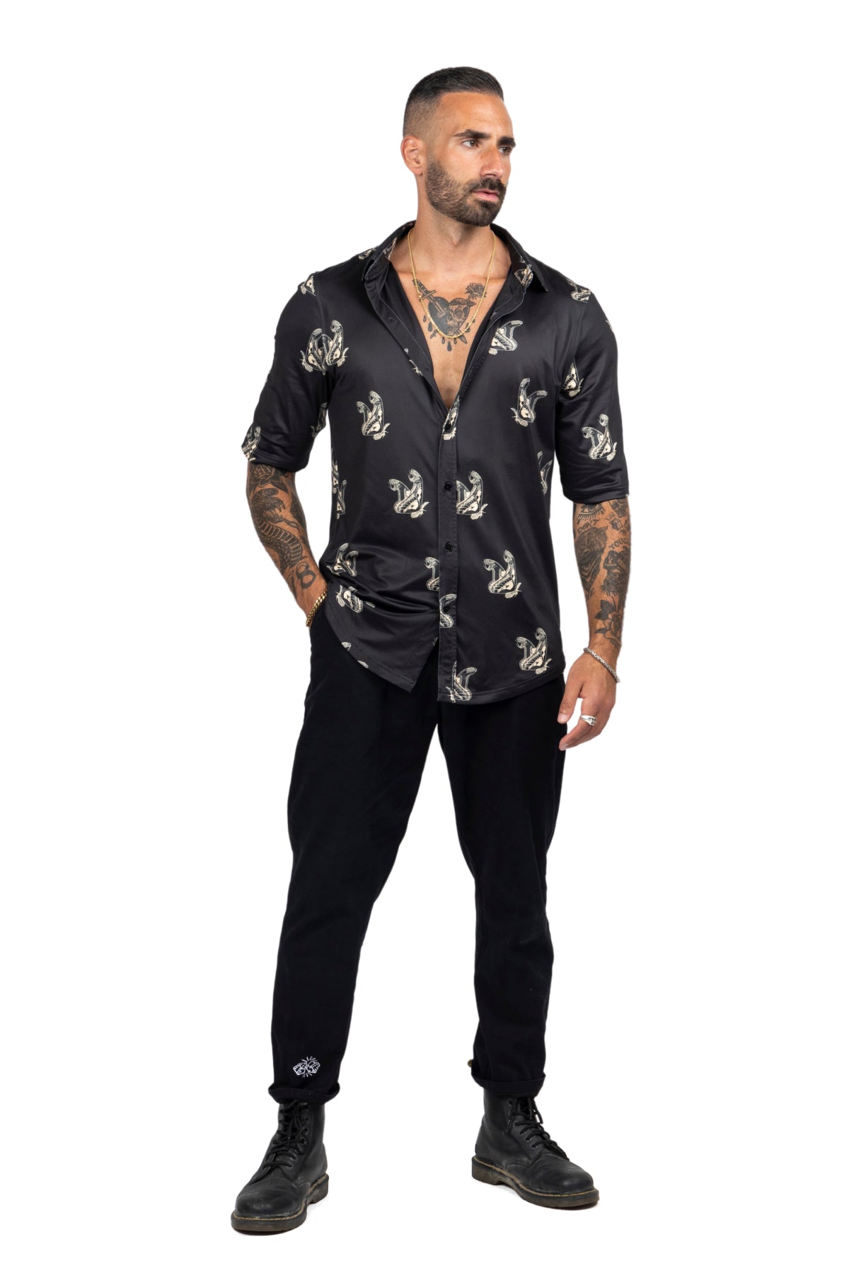 Ready-For-Anything Atlas Moth Button Up Shirt - Black
