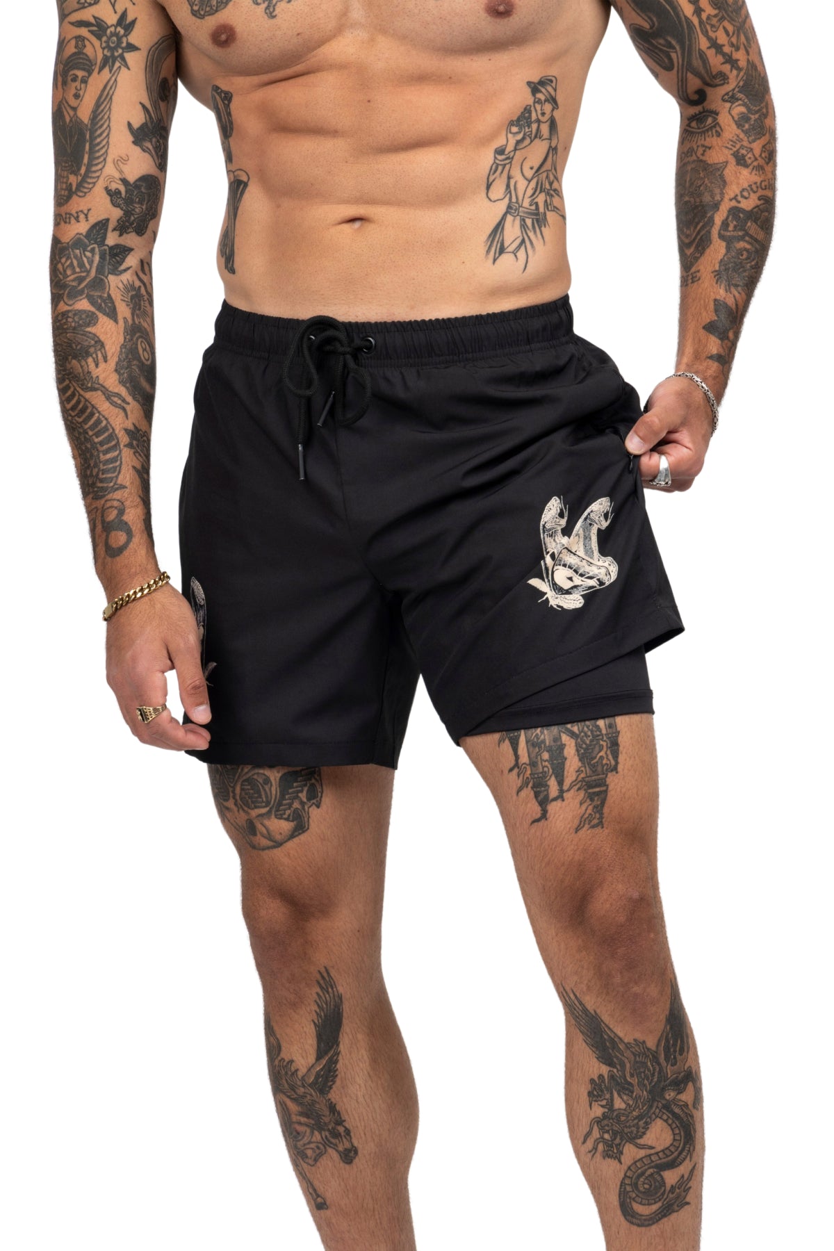 Ready-For-Anything Atlas Moth Swim Shorts - Black