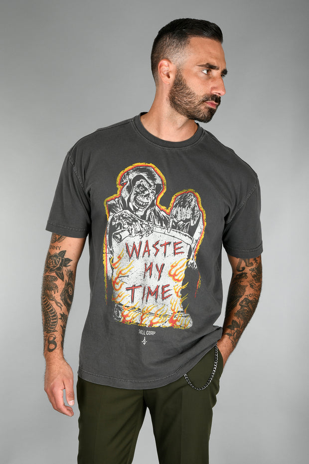 Shell Corp Waste My Time T-Shirt - Coal