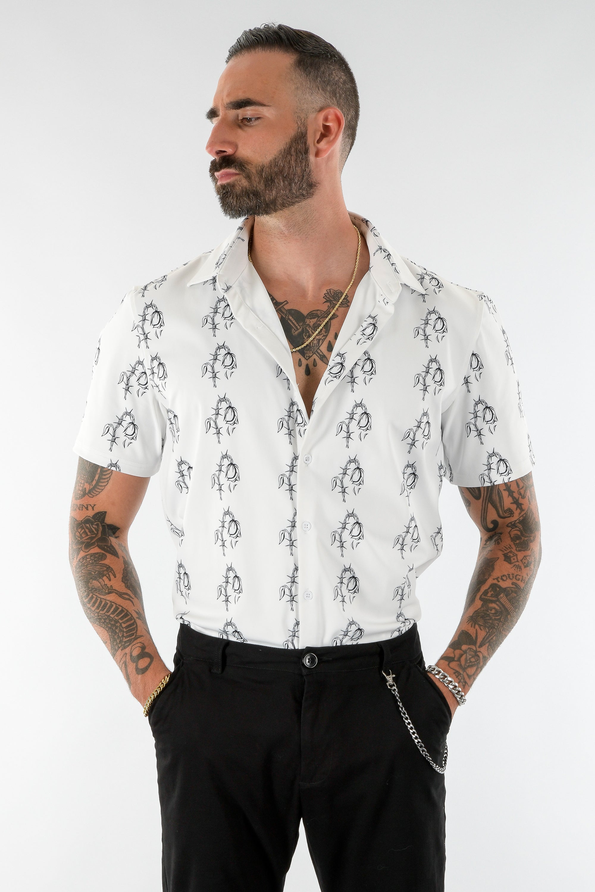 Ready-For-Anything Button Up Shirt - White Rose