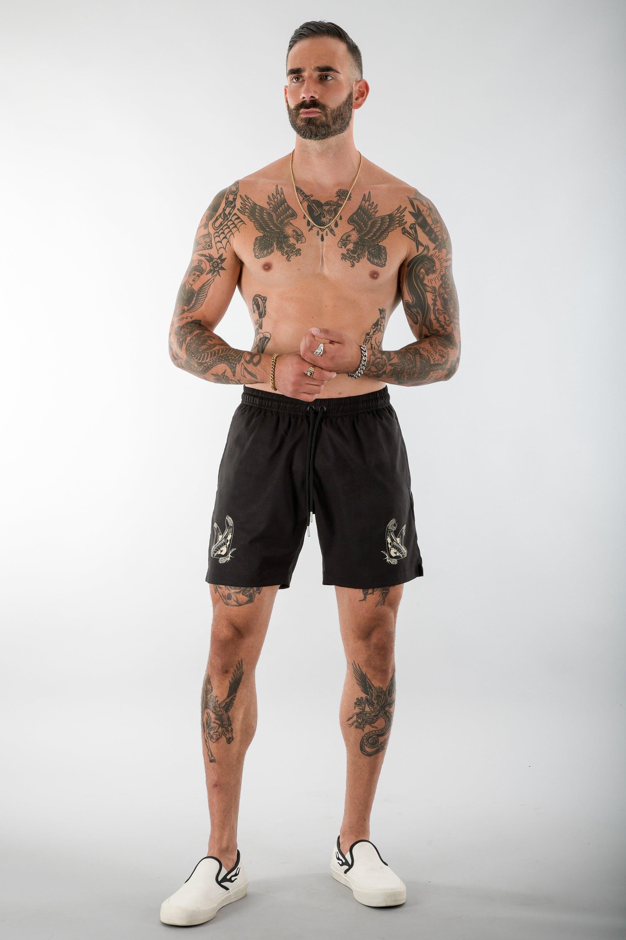 Ready-For-Anything Swim Shorts - Black Atlas Moth