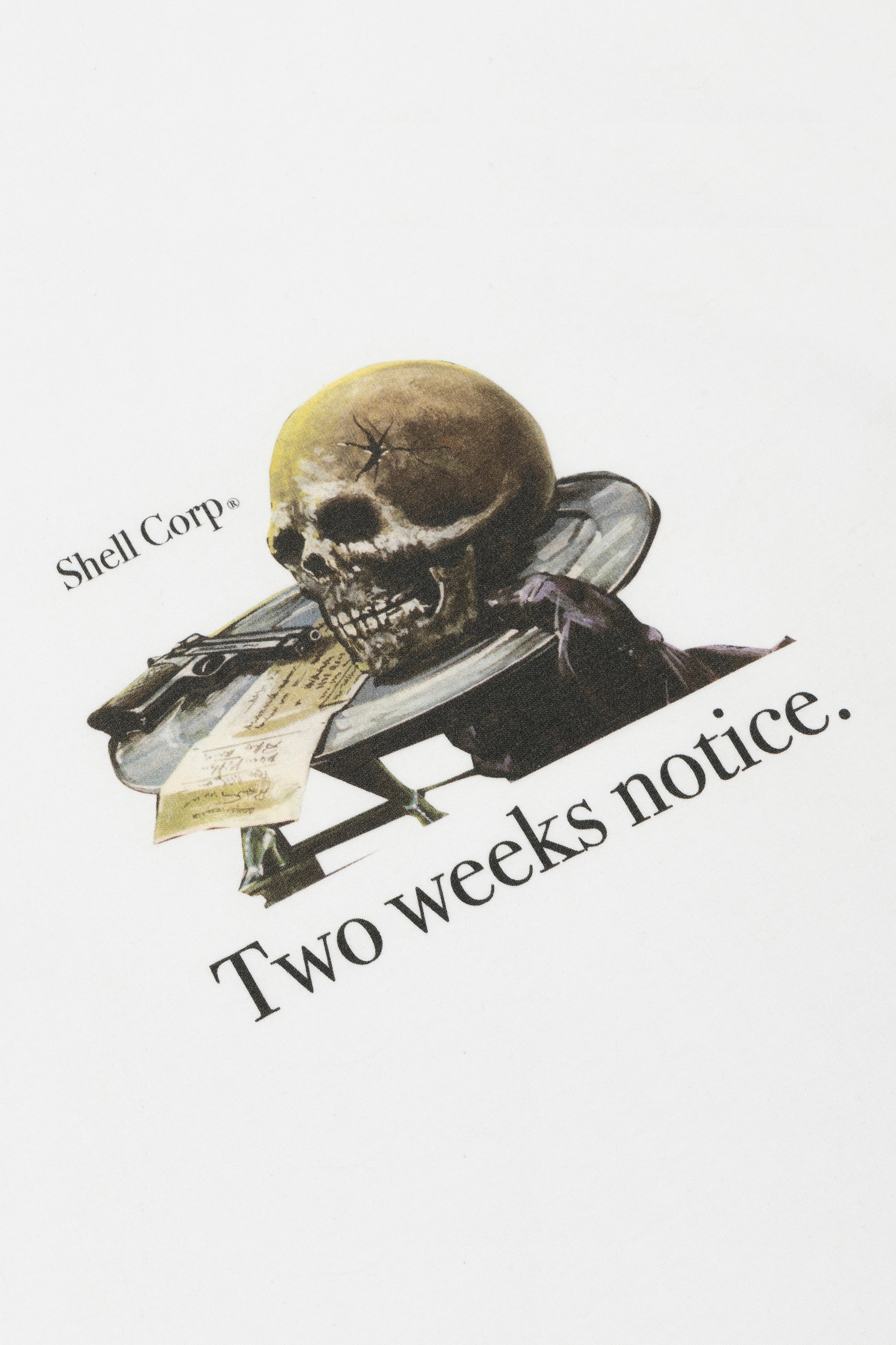 Shell Corp Two Weeks Notice T-Shirt - White