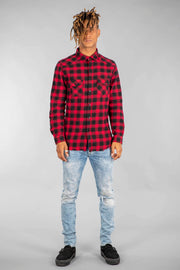 Shell Corp Demon Etized Flannel Shirt - Red/Black